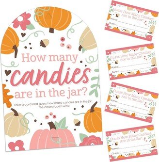 Big Dot of Happiness Girl Little Pumpkin - How Many Candies Fall Birthday Party or Baby Shower Game - 1 Stand and 40 Cards - Candy Guessing Game