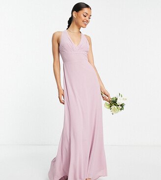 TFNC Petite Bridesmaid halter maxi dress in pink