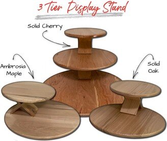 3 Tier Wood Display Stand ~ Solid Rustic Modern Wooden Serving Tray Portable Shelf For Craft Fair, Vendor Market, Etc