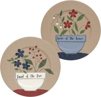 Land of the Free Flowers Plate 2 Asstd. - H- 8.50 in. W- 0.50 in. L- 8.50 in.
