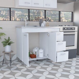 Kitchen 3-Drawer Base Cabinet White-AA