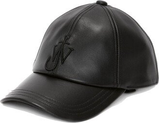 Logo-Embroidered Leather Cap