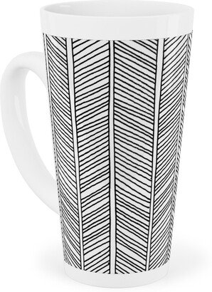 Mugs: Vines + Lines - Neutral Tall Latte Mug, 17Oz, Black