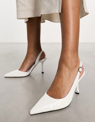 Simmer slingback stiletto mid shoes in white patent