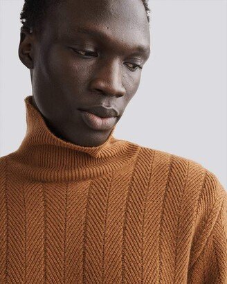 Durham Herringbone Cashmere Turtleneck Relaxed Fit