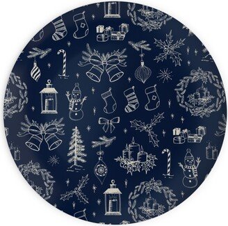 Plates: Christmas Toile - Starry Night Plates, 10X10, Blue