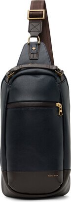 Navy & Brown Gloss Sling Backpack