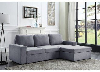 LILOLA Newlyn Light Gray Linen Reversible Sectional Sofa Chaise