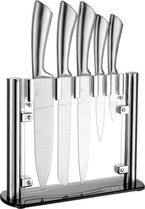 Cheer Collection Chef Knife with Acrylic Stand, Set of 6