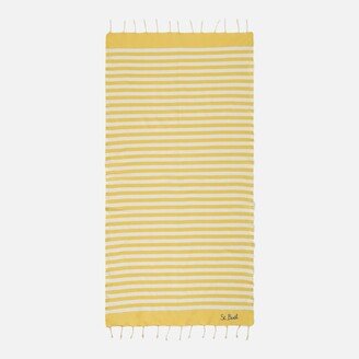 Fouta Classic Honeycomb With White And Yellow Stripes