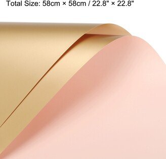 Unique Bargains Double Sided Color Flower Wrapping Paper Light Pink+Gold Waterproof 10Pcs - Light Pink and Gold