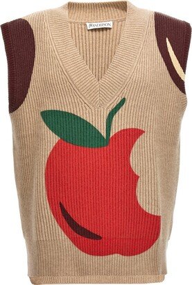 Apple Intarsia Knitted Vest