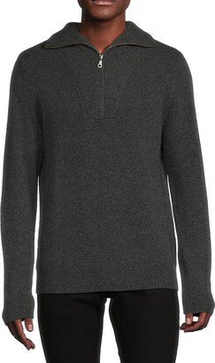 Saks Fifth Avenue Made in Italy Saks Fifth Avenue Men's Cashmere Quarter Zip Foldover Sweater