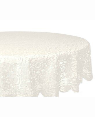 Vintage Polyester Lace Tablecloth 63 Round