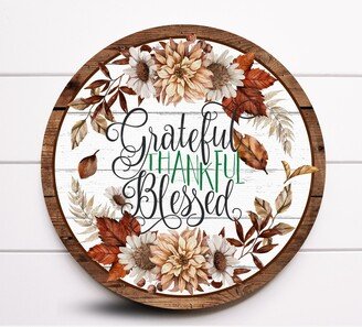 Wreath Sign, Grateful Thankful Blessed Neutral Fall Sugar Pepper Designs, Sign For Wreath, Thanksgiving Supplies