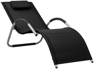 Sun Lounger Textilene Black and Gray