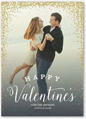 Valentine's Day Cards: Beloved Confetti Valentine's Card, White, Gold Glitter, Matte, Signature Smooth Cardstock, Square