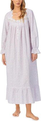 Cotton Lawn Long Sleeve Ballet Gown (White Ground Ditsy) Women's Pajama