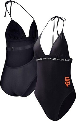 Women's G-iii 4Her by Carl Banks Black San Francisco Giants Full Count One-Piece Swimsuit