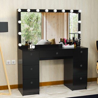 Boahaus Freya Modern Makeup Vanity Desk with Hollywood Vanity Mirror