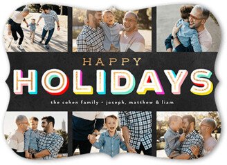 Holiday Cards: Colorful Shadow Holiday Card, Black, 5X7, Holiday, Pearl Shimmer Cardstock, Bracket