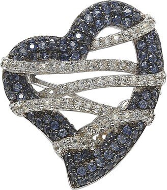 Suzy Levian Sterling Silver Sapphire & Diamond Accent Wrapped Heart Brooch