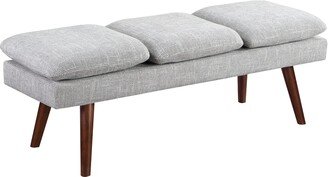 OSP Home Furnishings Amanda 54 Mid-Century Bench with Cushions and Solid Wood Tapered Legs-AA