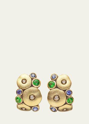 Alex Sepkus 18K Yellow Gold Diamond, Tsavorite and Blue Sapphire Orchard Earrings