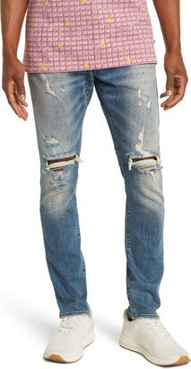 Cream Ripped Slim Fit Jeans