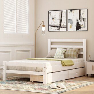 Momei Wood Platform Bed with Two Drawers
