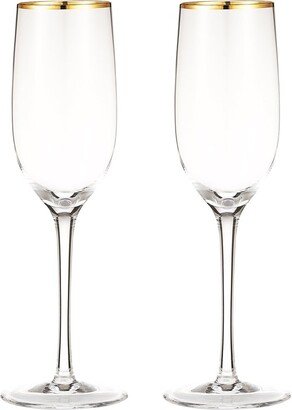 Berkware Crystal Champagne Flutes With Gold Tone Rim