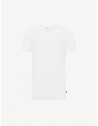 Mens White V-neck Modal T-shirt