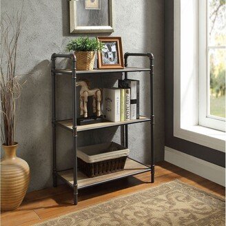 IGEMAN Itzel 3-Tier Wood&Metal Bookshelf in Antique Oak & Sandy Gray