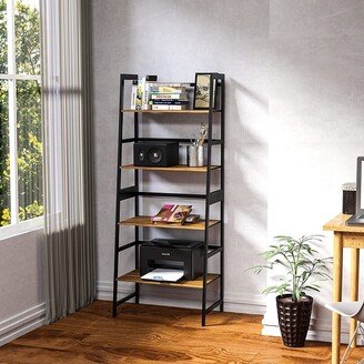 IGEMAN Brown 4 Tier Tall Bookshelf Open Ladder Shelf, 20.47''L*11.87''W*47.24''H, 12.79LBS