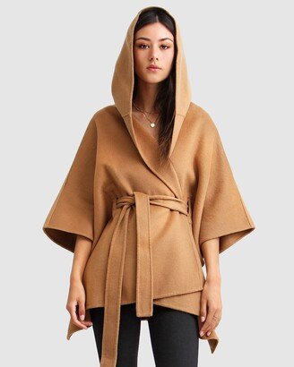 Jackson Landing Wool Blend Cape Coat - Dark Camel