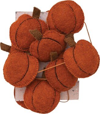 72L Handmade Wool Felt Pumpkin Garland w/ Embroidery