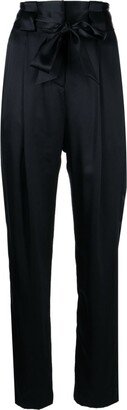 Pleat-Detail High-Waist Silk Trousers