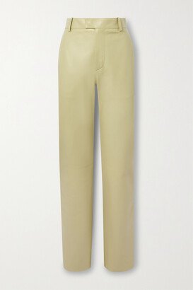 Leather Straight-leg Pants - Neutrals