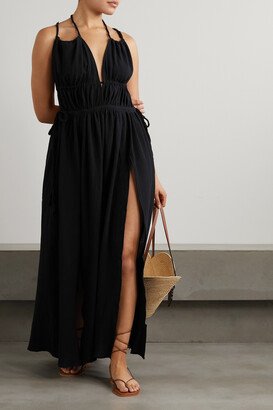 + Net Sustain Tupaq Open-back Cotton Halterneck Maxi Dress - Black