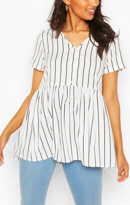 Maternity Stripe Woven Smock Top-AA