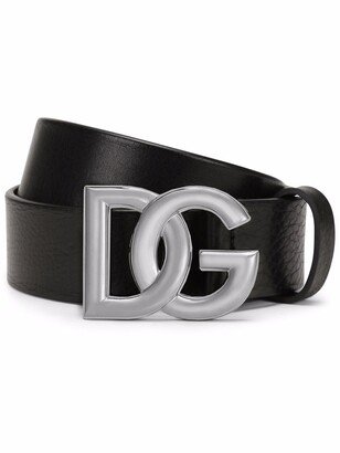 Calf Leather Logo-Buckle Belt