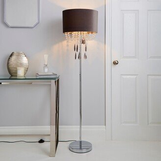 Dunelm Halle French Velvet Jewel Charcoal Floor Lamp Charcoal and Clear