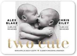 Birth Announcements: Two Cute Birth Announcement, White, 5X7, Standard Smooth Cardstock, Rounded