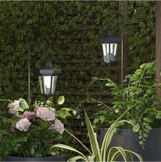 Nature Spring Solar Lanterns and Shepherd's Hooks - Set of 2