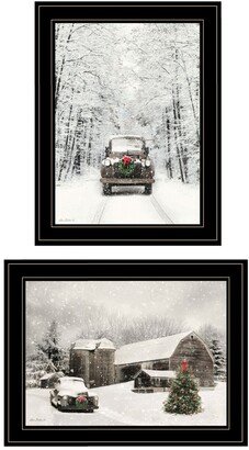 Antique Christmas 2-Piece Vignette by Lori Deiter, Black Frame, 19