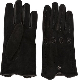 Logo-Plaque Suede Gloves-AB