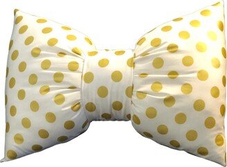 Metallic Gold Polka Dot Unique Bow Shaped Decorative Lumbar Pillow