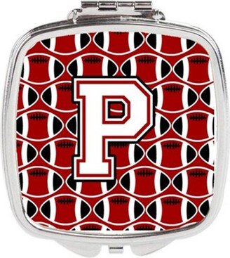 CJ1082-PSCM Letter P Football Cardinal & White Compact Mirror