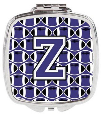 CJ1068-ZSCM Letter Z Football Purple & White Compact Mirror