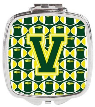 CJ1075-VSCM Letter V Football Green & Yellow Compact Mirror